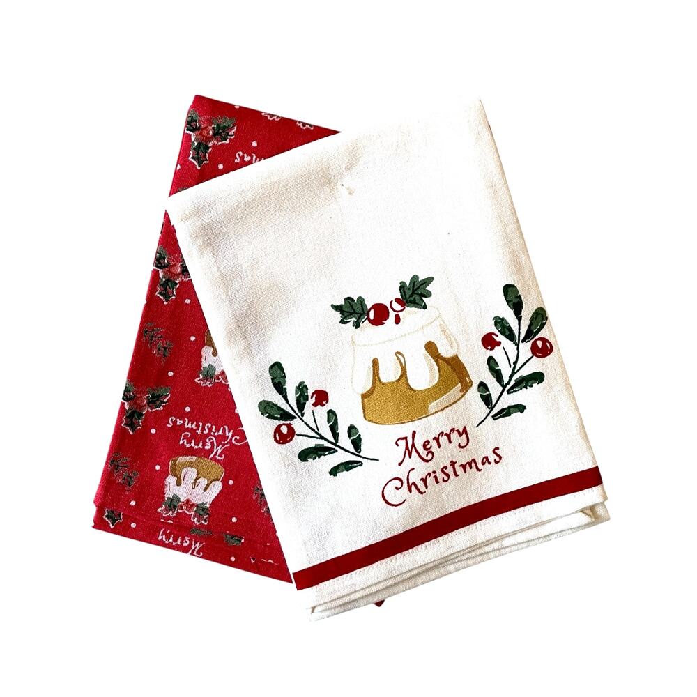 Mahogany MERRY CHRISTMAS Kitchen Towels 18X28 Set of 2 Cotton NEW